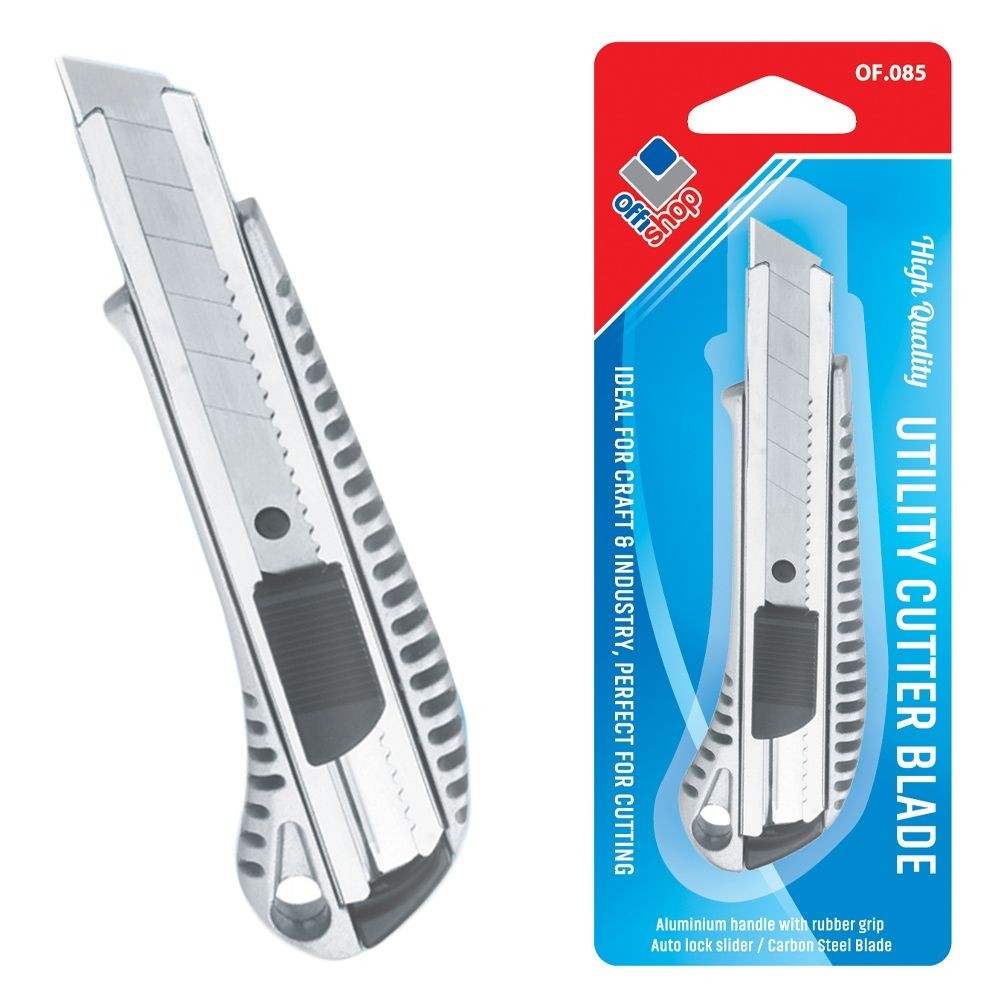 Cutter cu lama retractabila de 18 mm, blocare automata, varf ascutit, metal - imagine 4